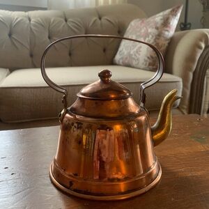 Turkish Copper Tea Kettle with Brass Handle